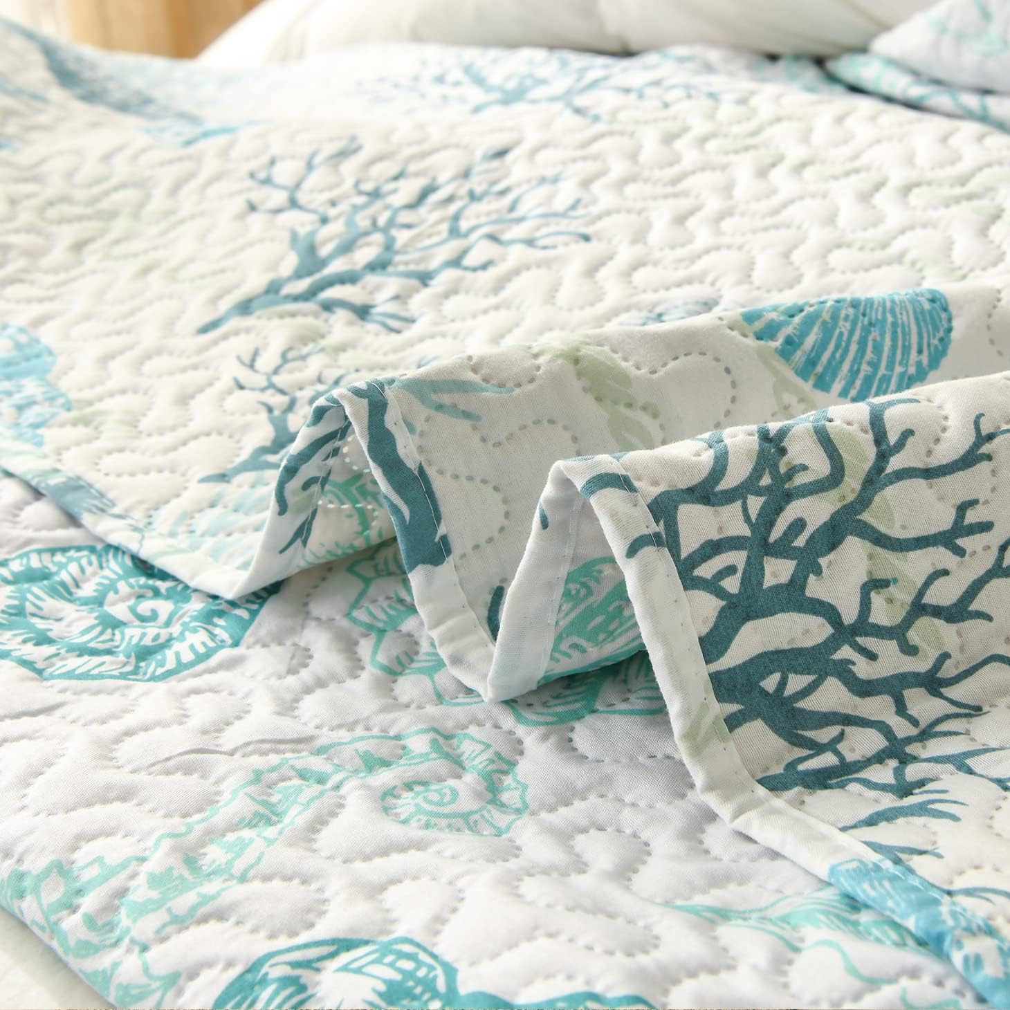 Junsey 3Pcs Ocean Theme Twin Quilt Set