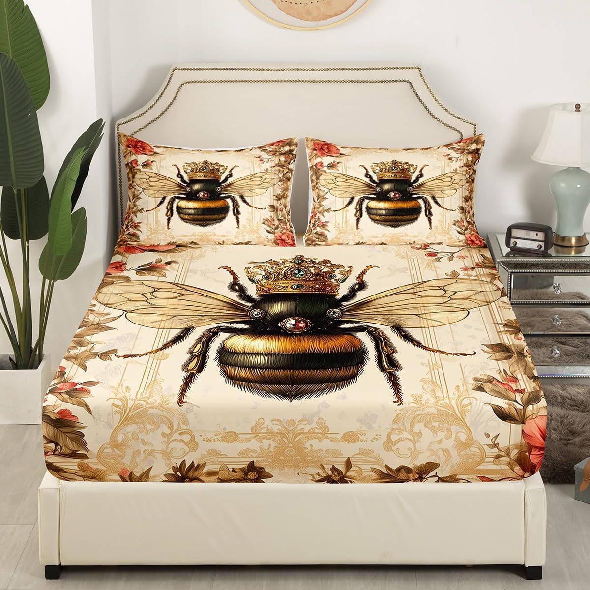 Castle Fairy Honey Bee Fitted Sheet Set Full Size 4 Pcs