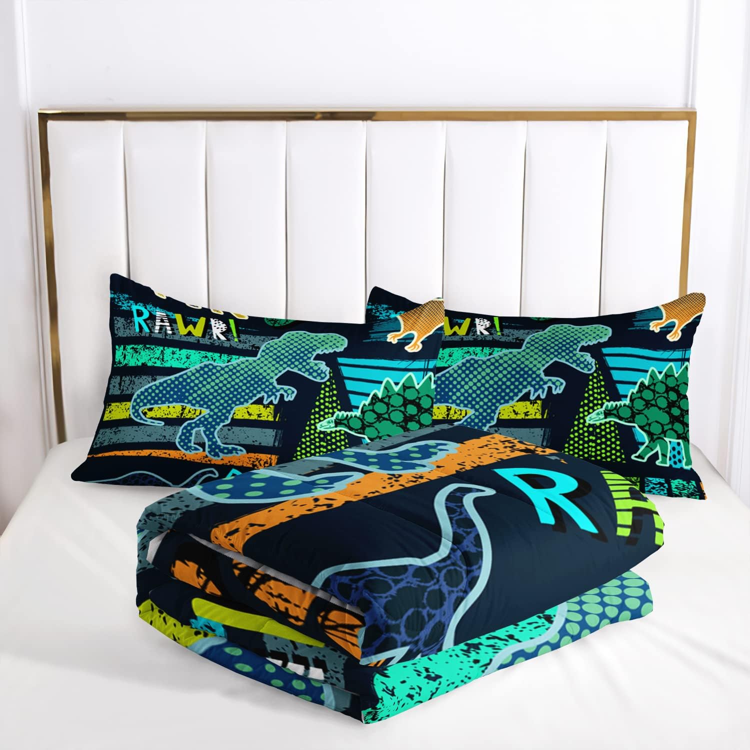 AILONEN Dinosaur Print Comforter Set Queen Size