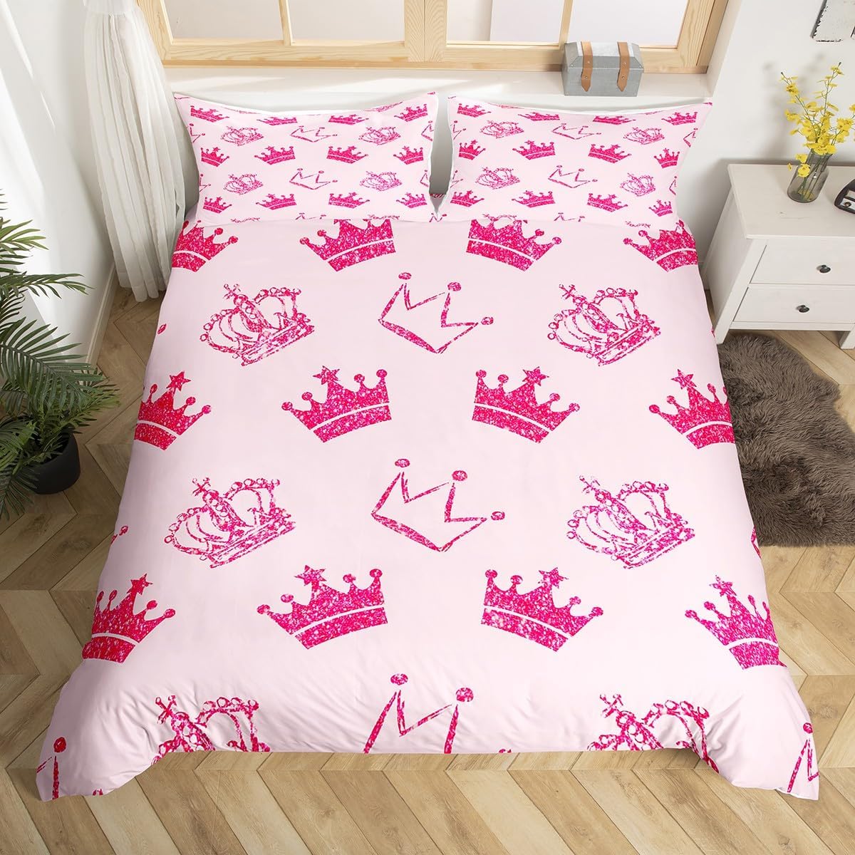 Castle Fairy Cartoon Crown Graffiti Duvet Cover Set