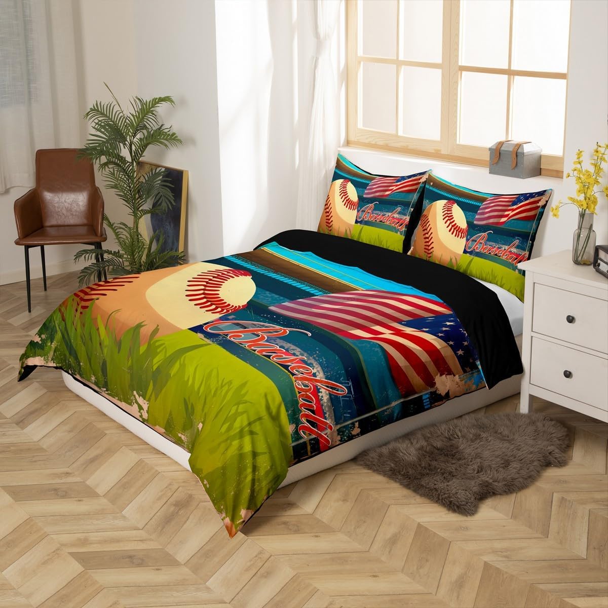 Erosebridal Baseball Bedding Set for Kids