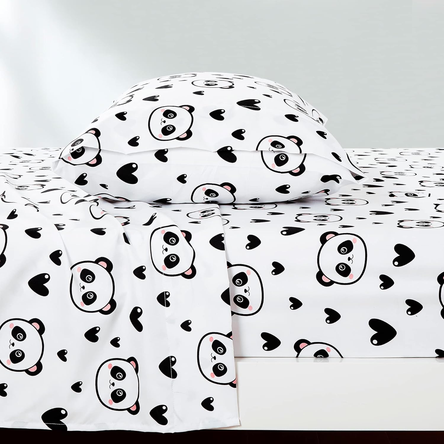 Chezmoi Collection 4-Piece Panda Love Sheet Set - Queen Size