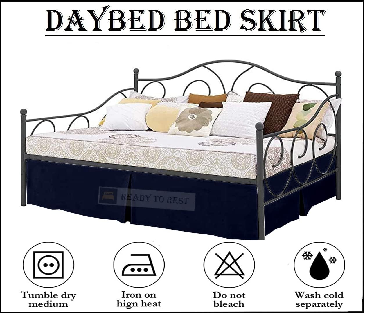Ready To Rest Pleated Daybed Skirt - Light Grey 14 Inch Drop