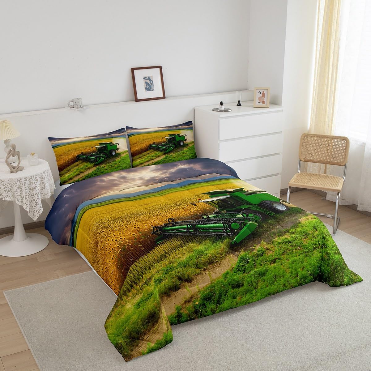 Jejeloiu Tractor Comforter Set for Kids