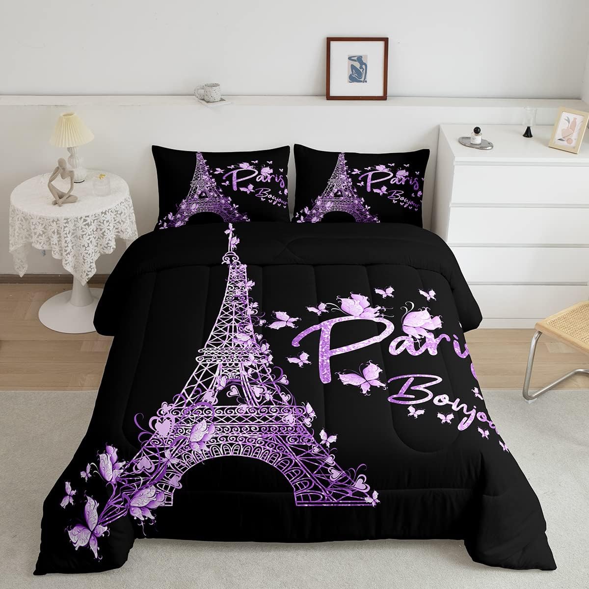 Feelyou Paris Eiffel Tower Comforter Set for Kids