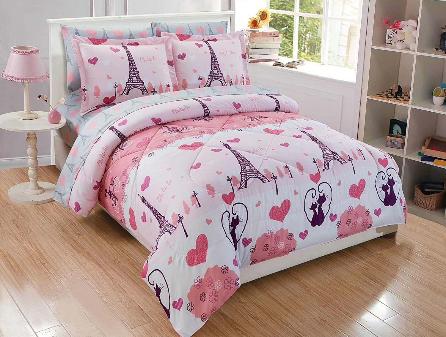 Fancy Linen Paris Eiffel Tower Comforter Set for Girls