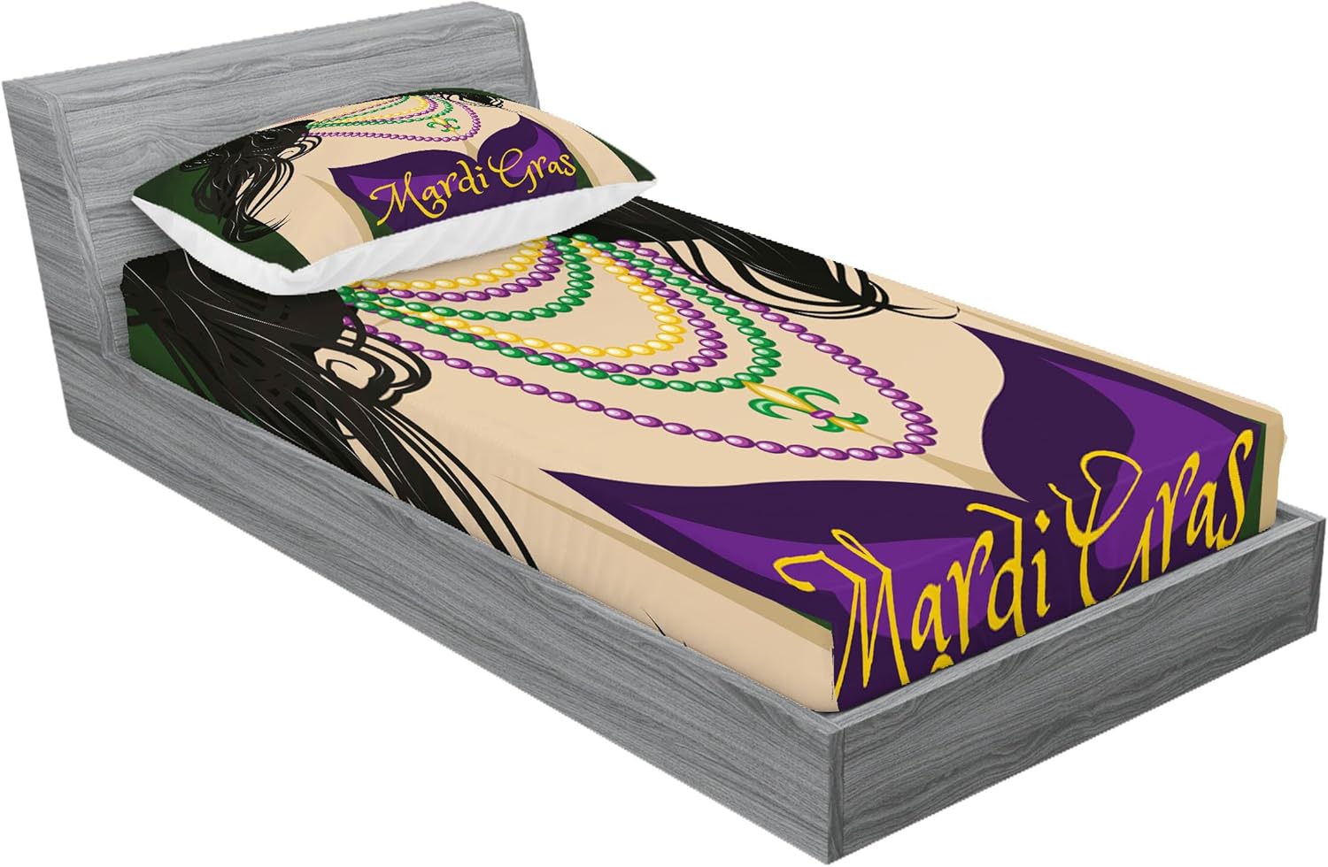 Ambesonne Mardi Gras Sheet Pillow Sham Set Multicolor