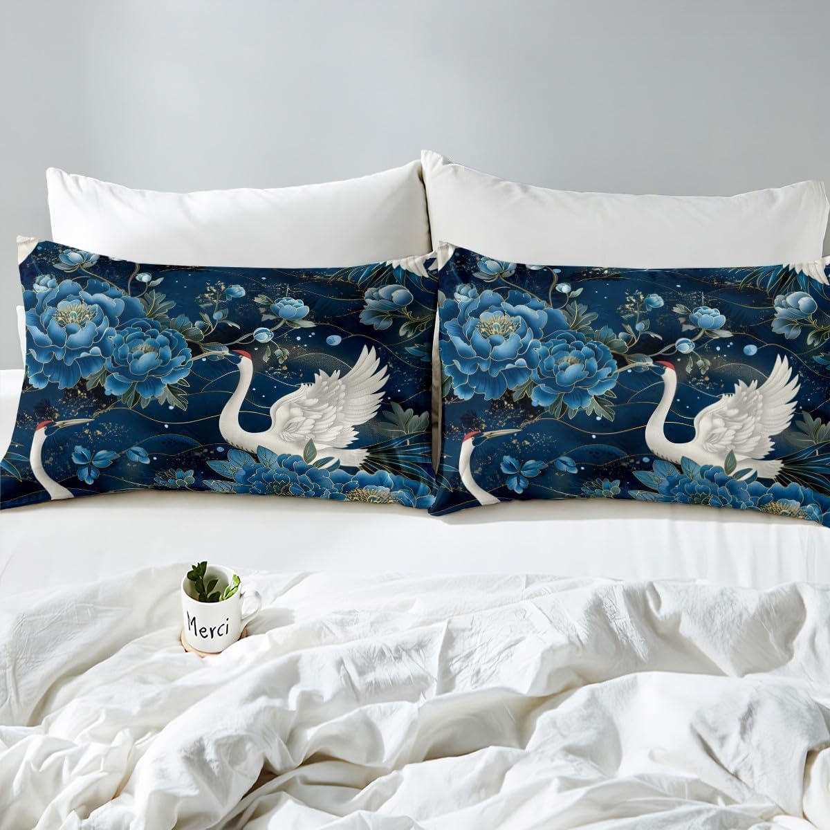 Feelyou Kids Japanese Cranes King Size Sheet Set