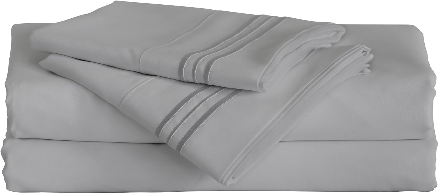 Furinno Microfiber Bed Sheet and Pillowcase Set TwinX-Large Gray