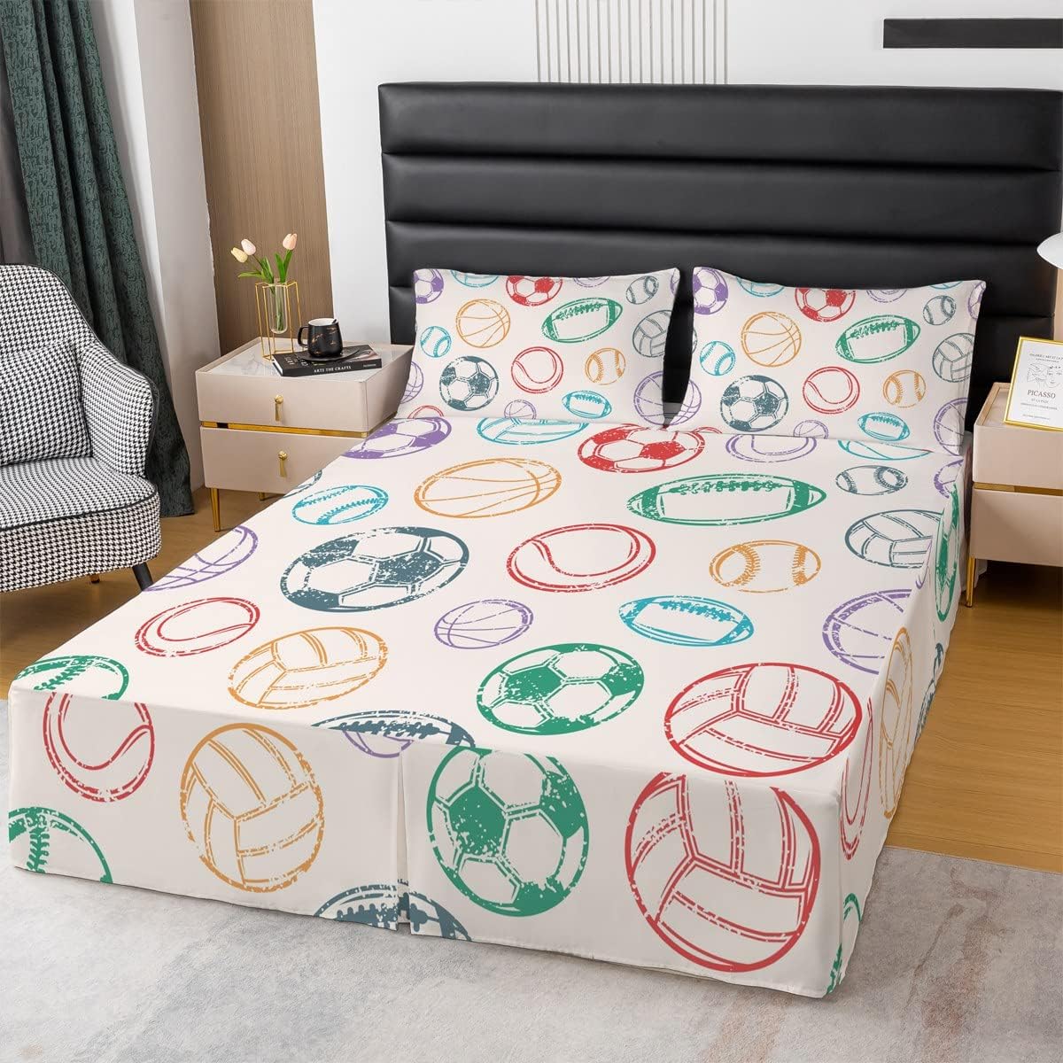 Feelyou Full Size Baseball Bed Skirt with 15 Inch Drop 1
