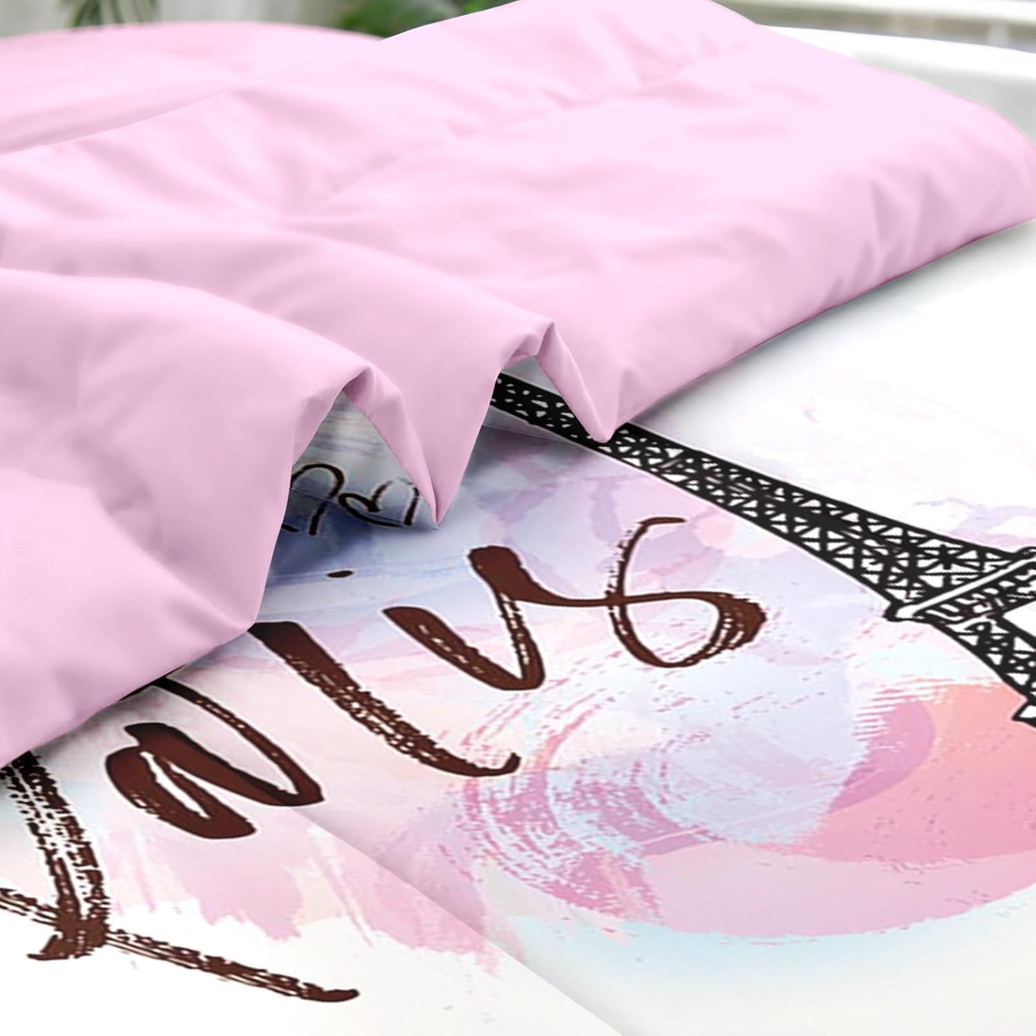 Pamnest Comforter Set King Size with Eiffel Tower Design