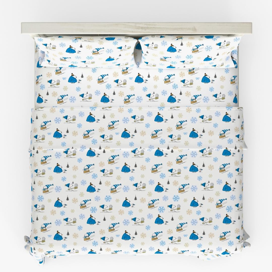 Franco Peanuts Snoopy Puffer Flannel Sheet Set King