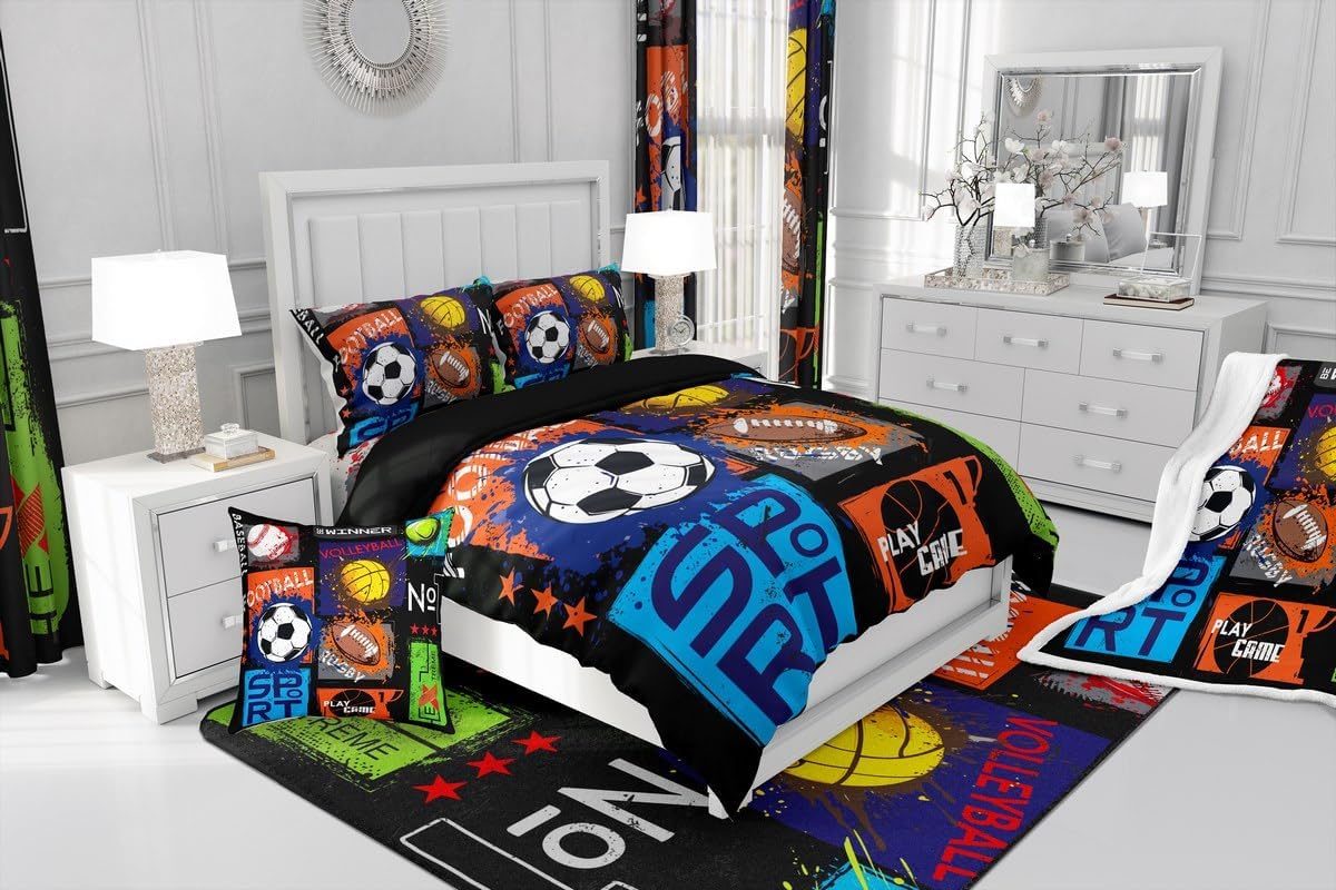 Erosebridal Baseball Duvet Cover Set for Boys Teens