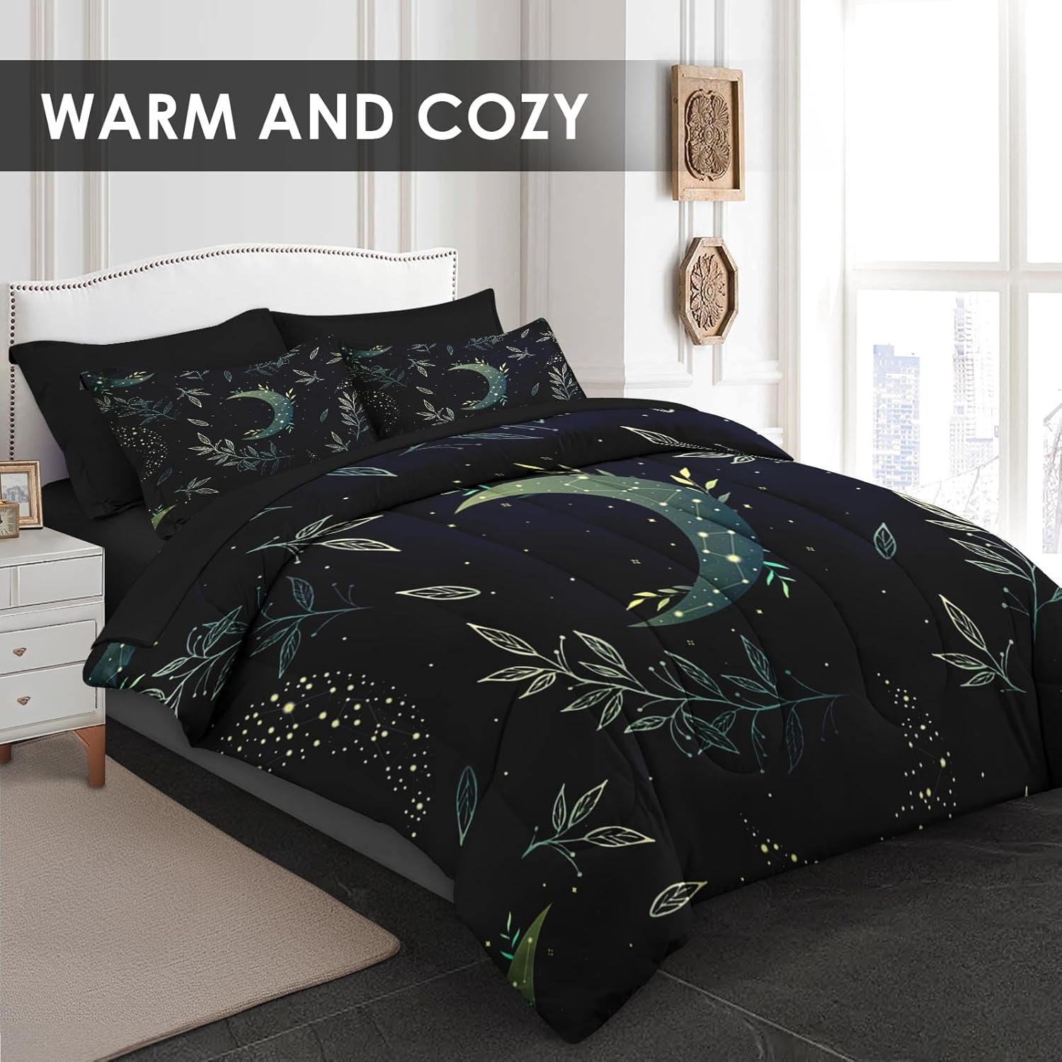 Pamnest 7 Pcs Green Boho Comforter Set