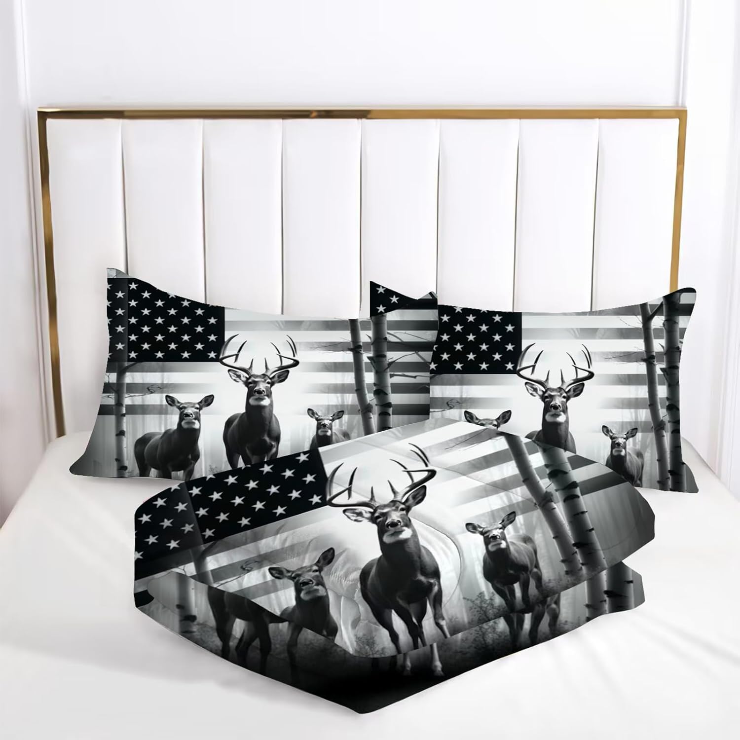 Kxry USA Flag Comforter Set King Size