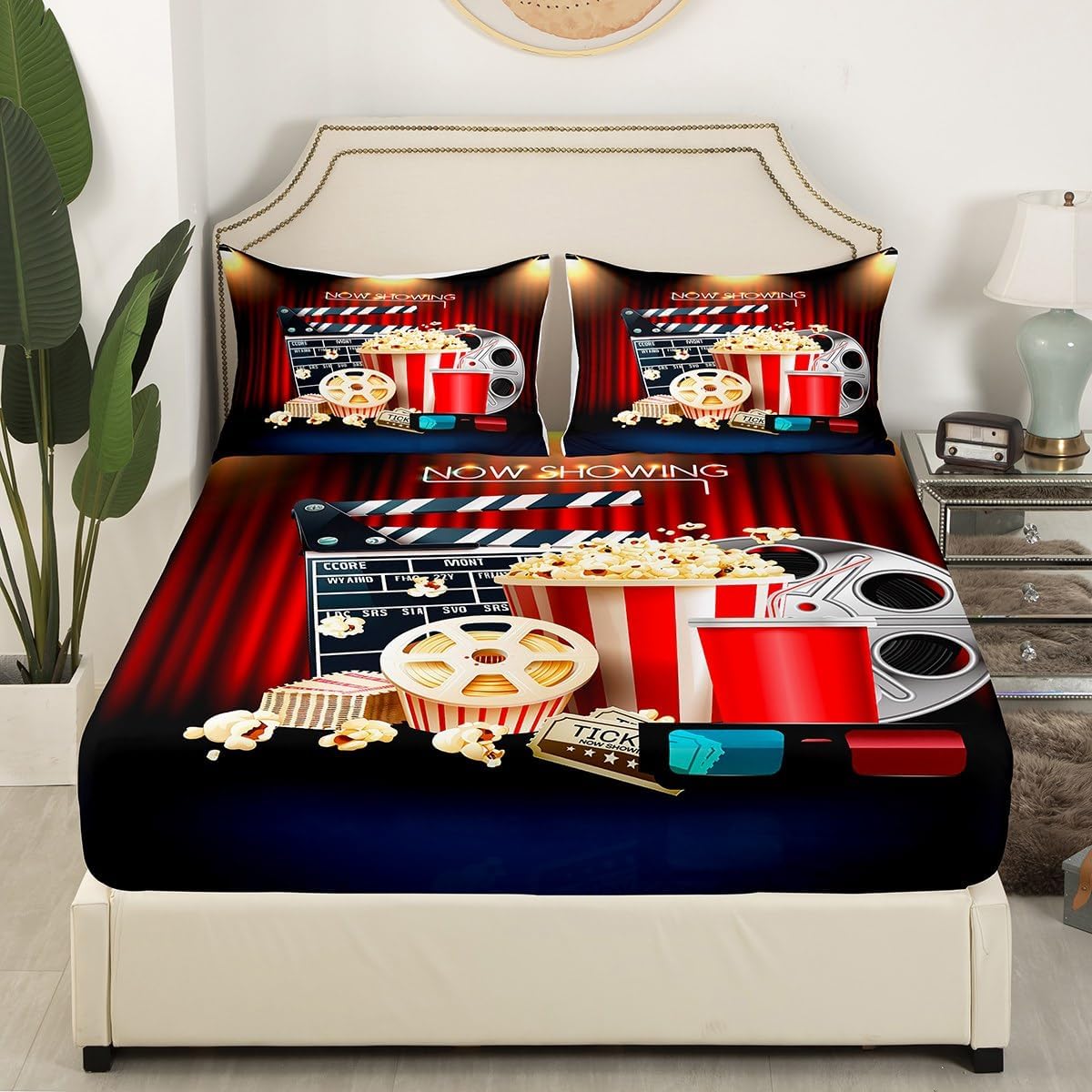 Movie Theater Theme Sheet Set King Size for Kids