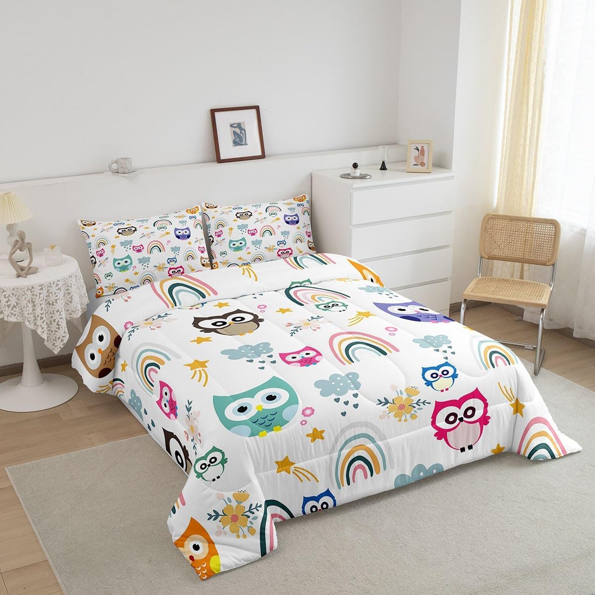 Feelyou Owl Comforter Set for Kids Full Size