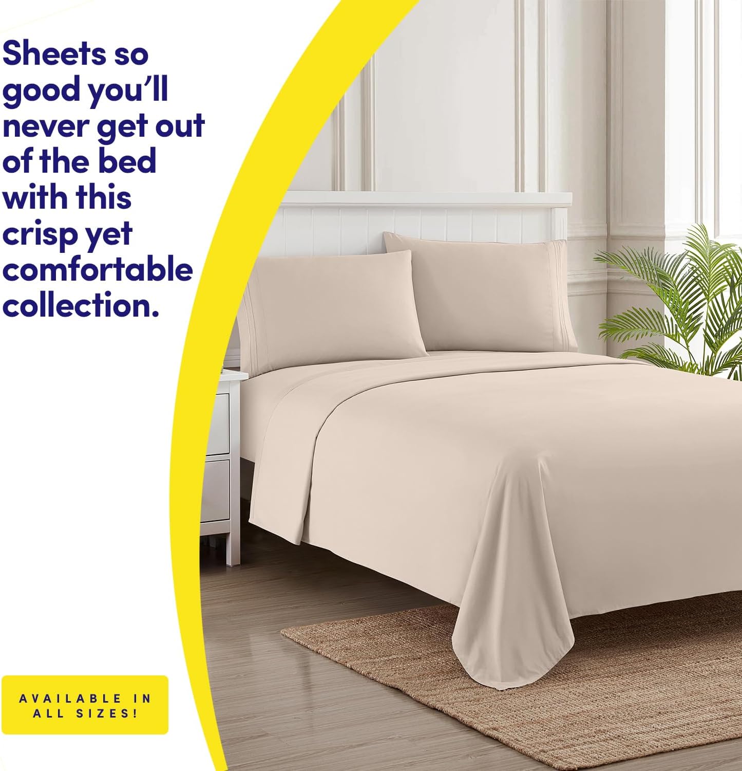 Sweet Home 1500 Supreme California King Sheet Set Beige Cream