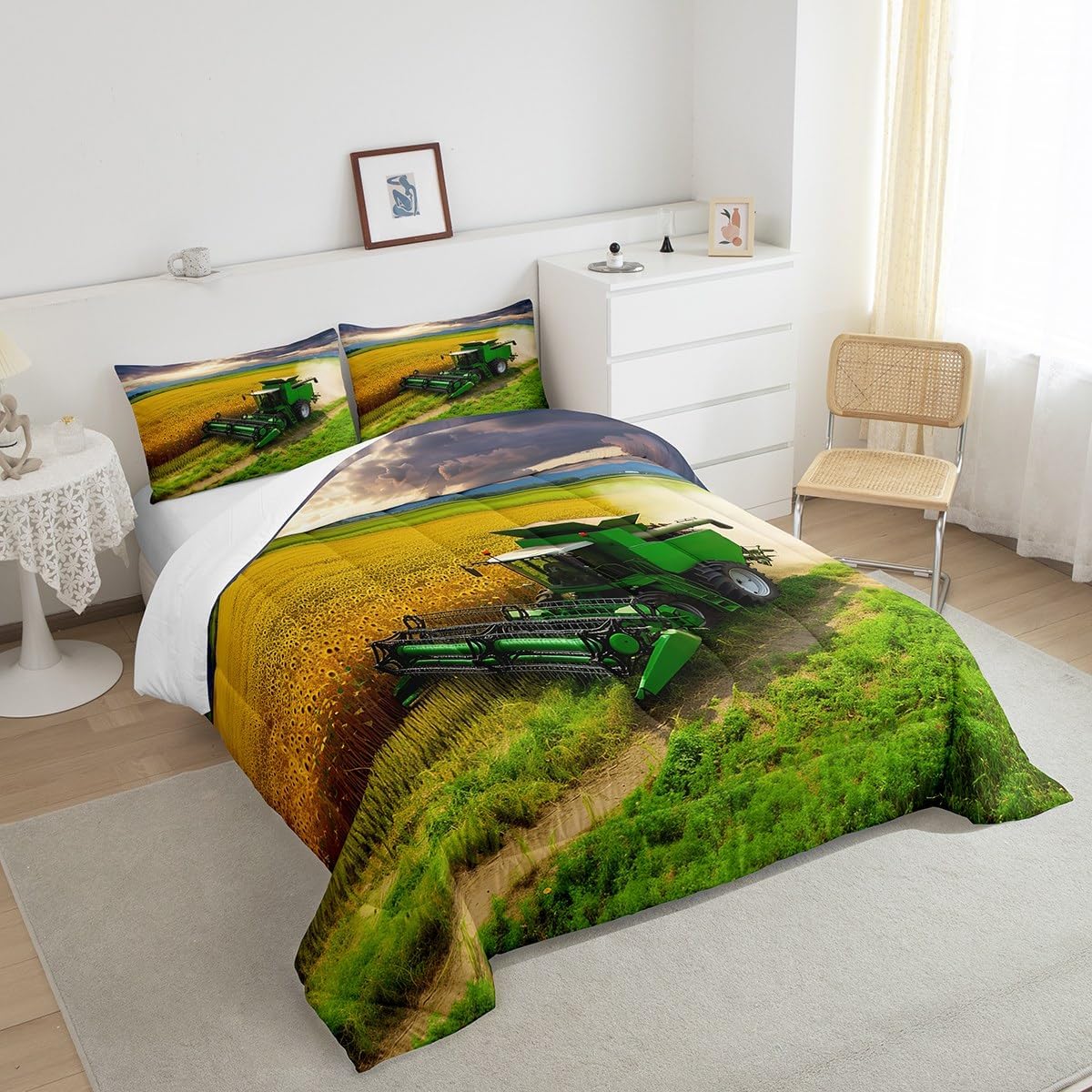 Jejeloiu Tractor Comforter Set for Kids