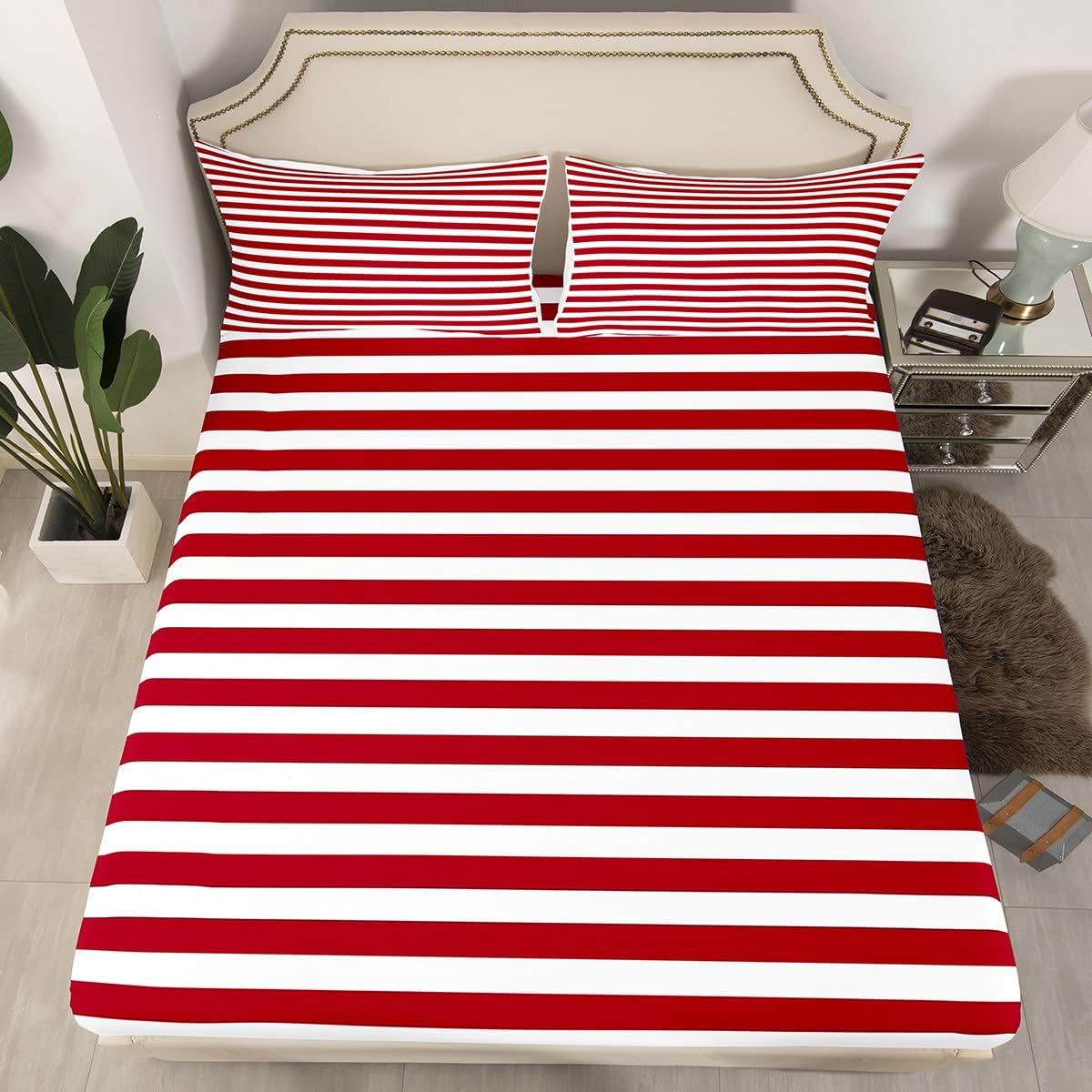 Erosebridal Girl Stripe Bed Sheet Set King Size