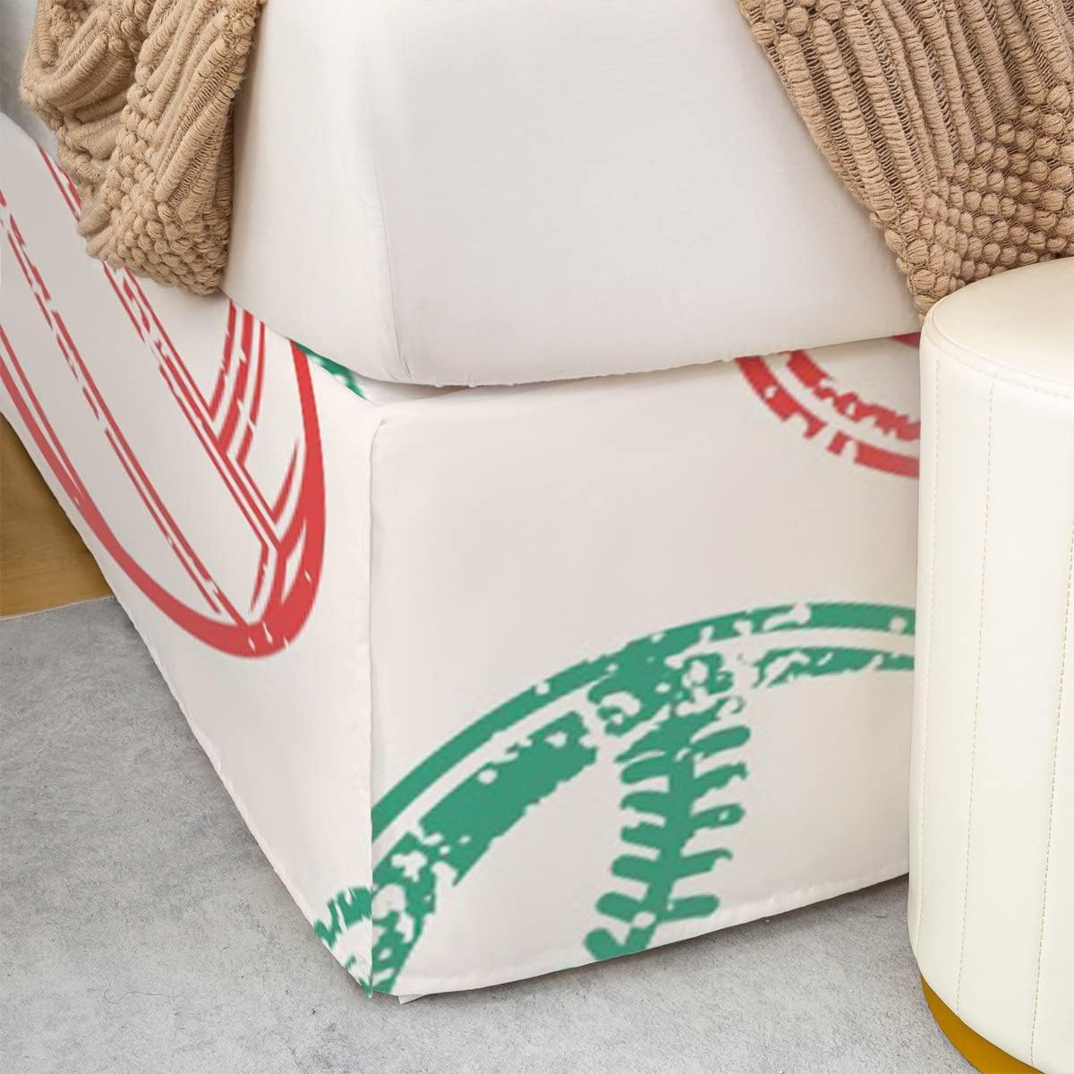 Feelyou Full Size Baseball Bed Skirt with 15 Inch Drop 1