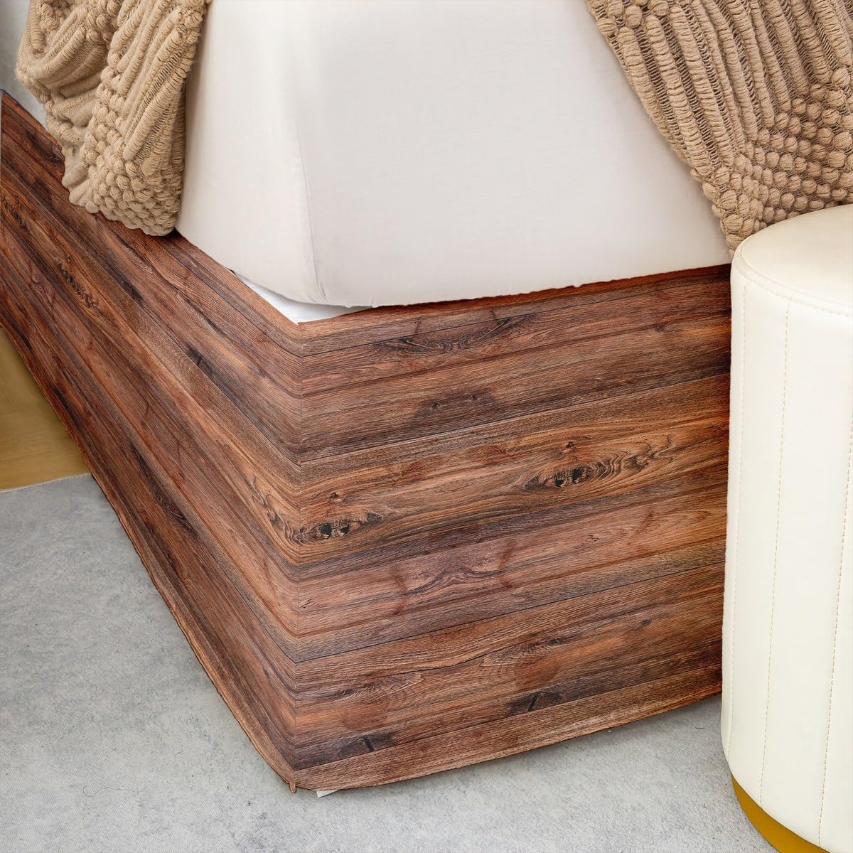 Feelyou Wood Bed Skirt King Size 15 Inch Drop