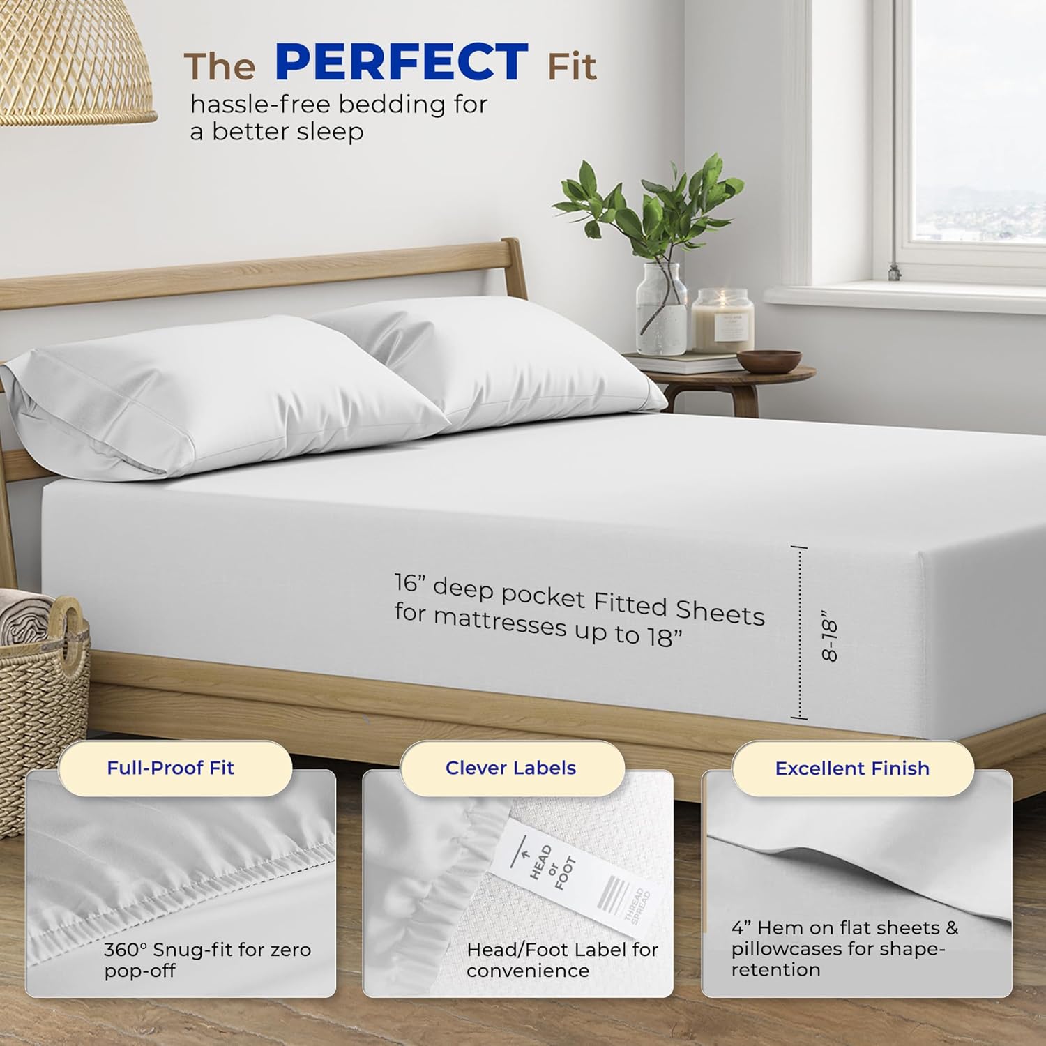 THREAD SPREAD 600 TC Egyptian Cotton Twin XL Sheet Set 3 PC