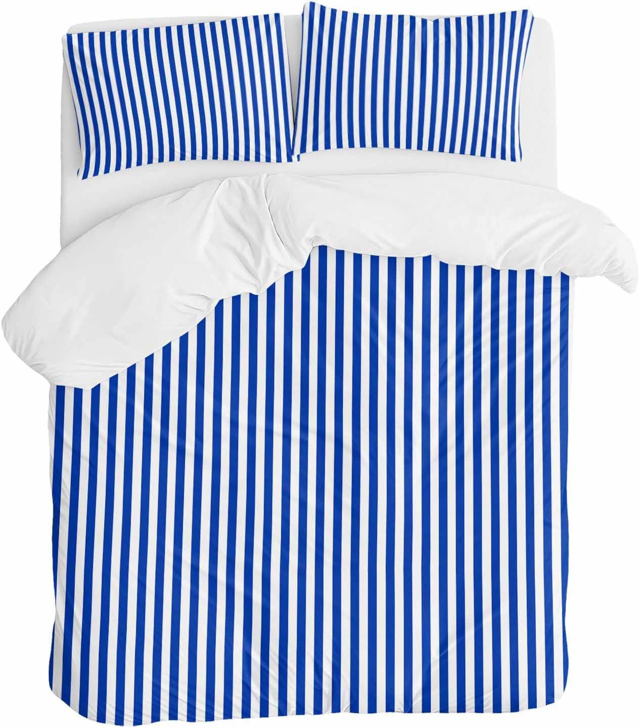 ZOE GARDEN Navy Blue Stripe Duvet Cover Set 3 pcs