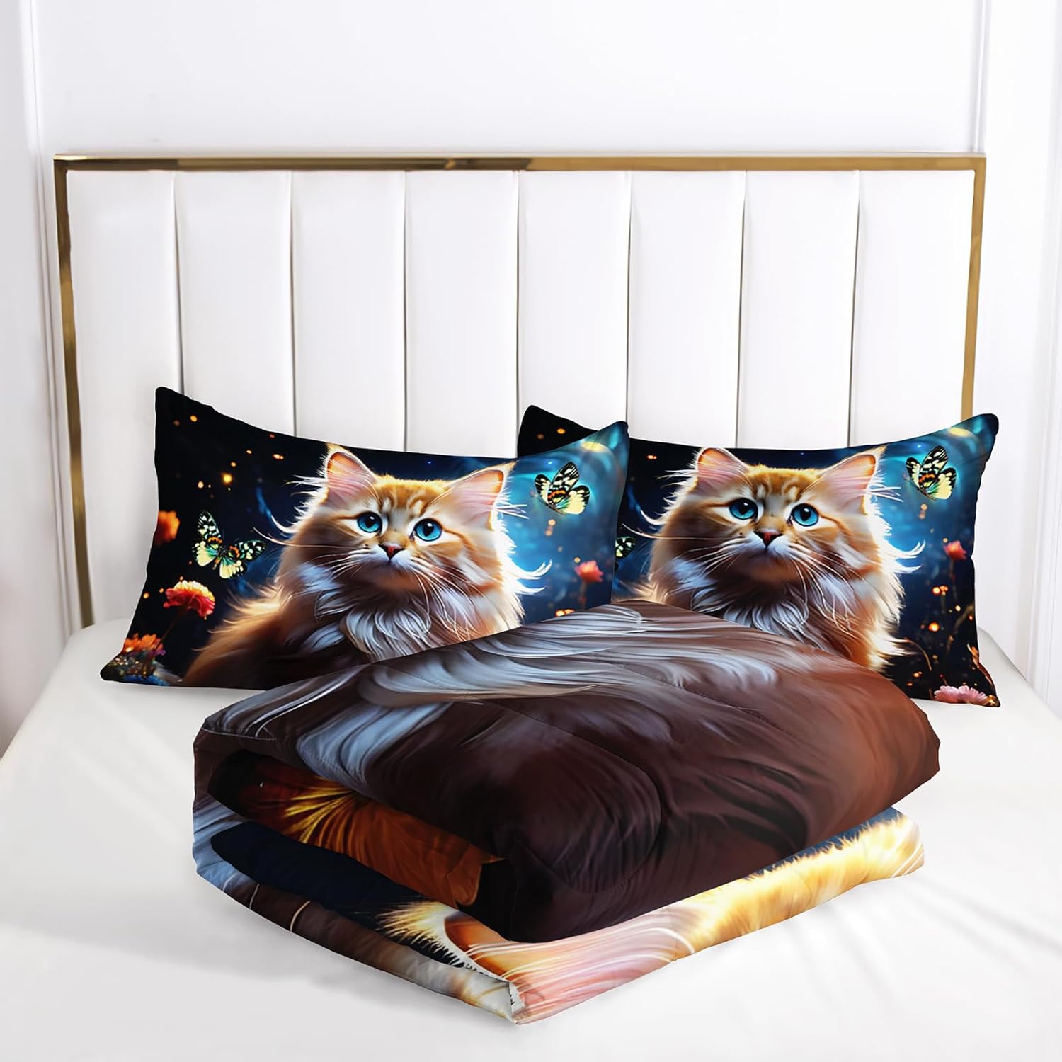 Kawaii Cat Comforter Set Queen Size for Kids