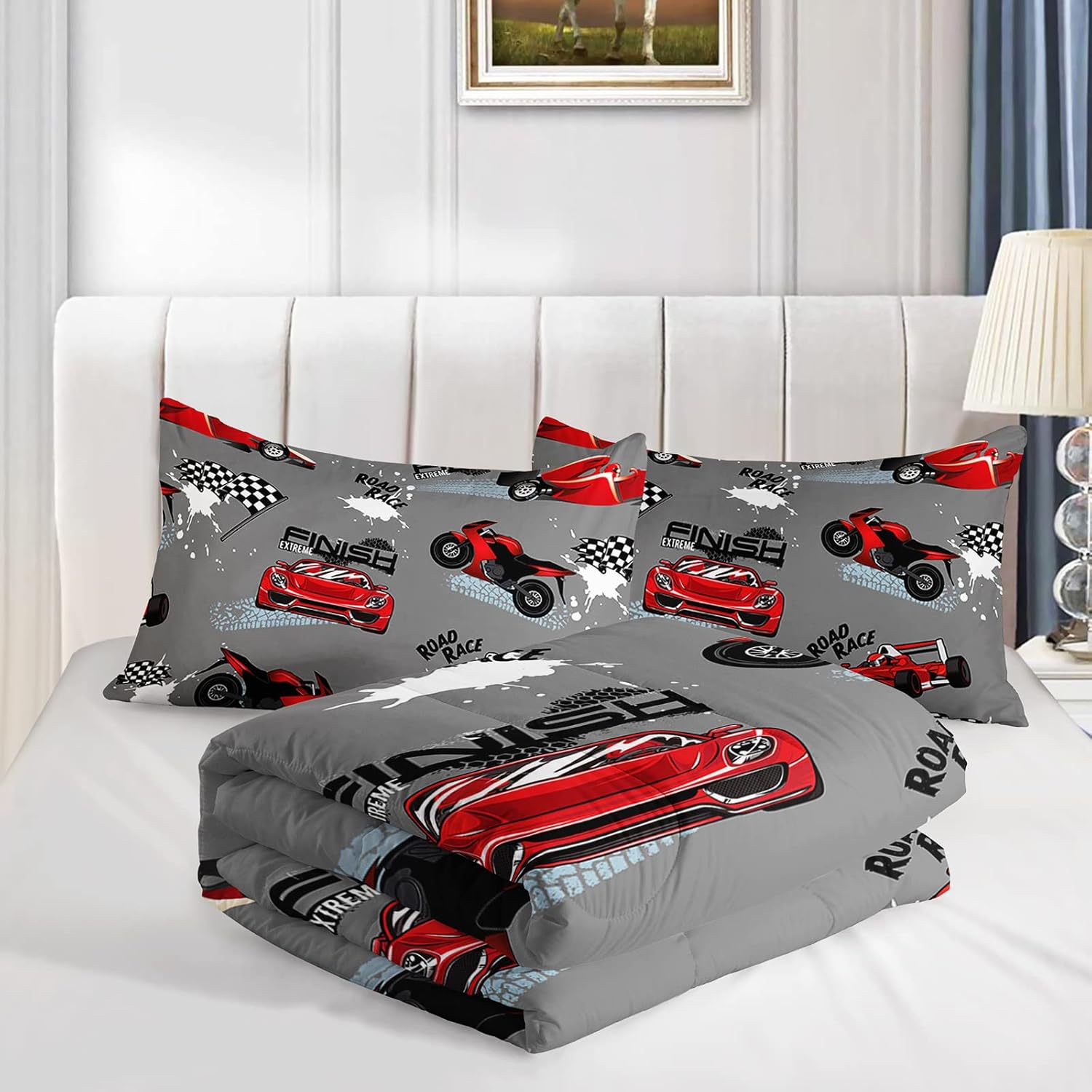 Axolotl Car Racing Comforter Set Queen Size