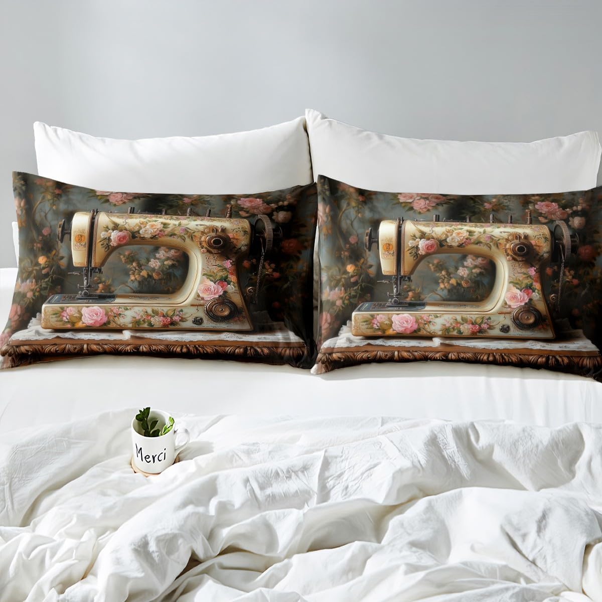 Manfei Retro Roses Fitted Sheet Set Twin Size