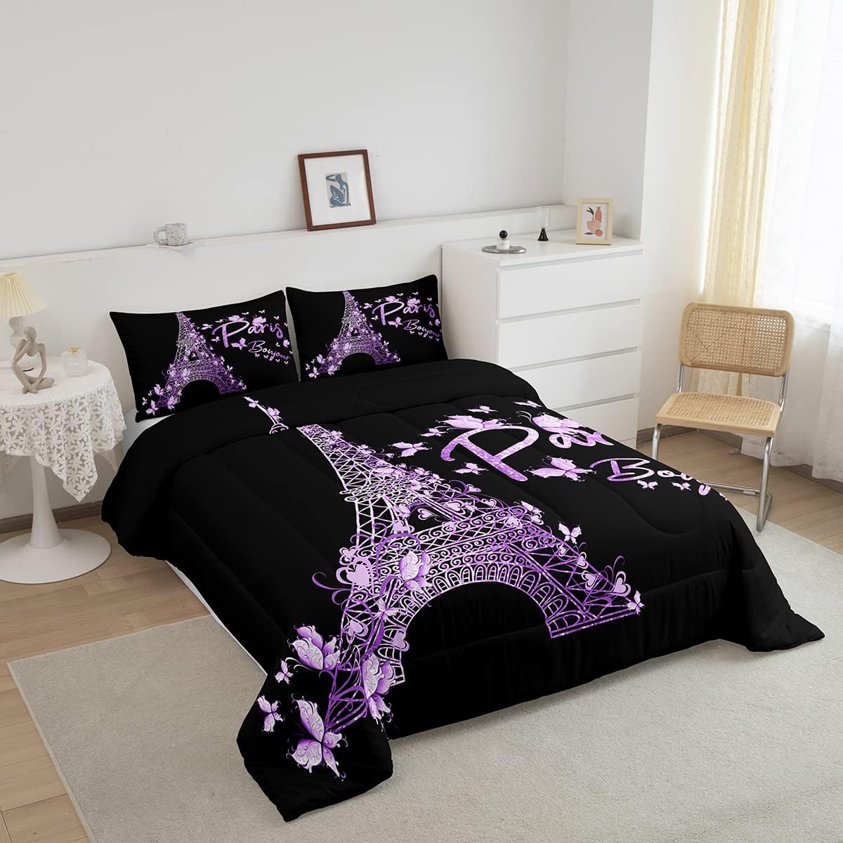 Feelyou Paris Eiffel Tower Comforter Set for Kids