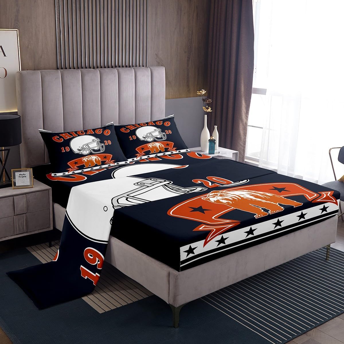 Erosebridal Kids Football King Sheet Set with Bear Pattern