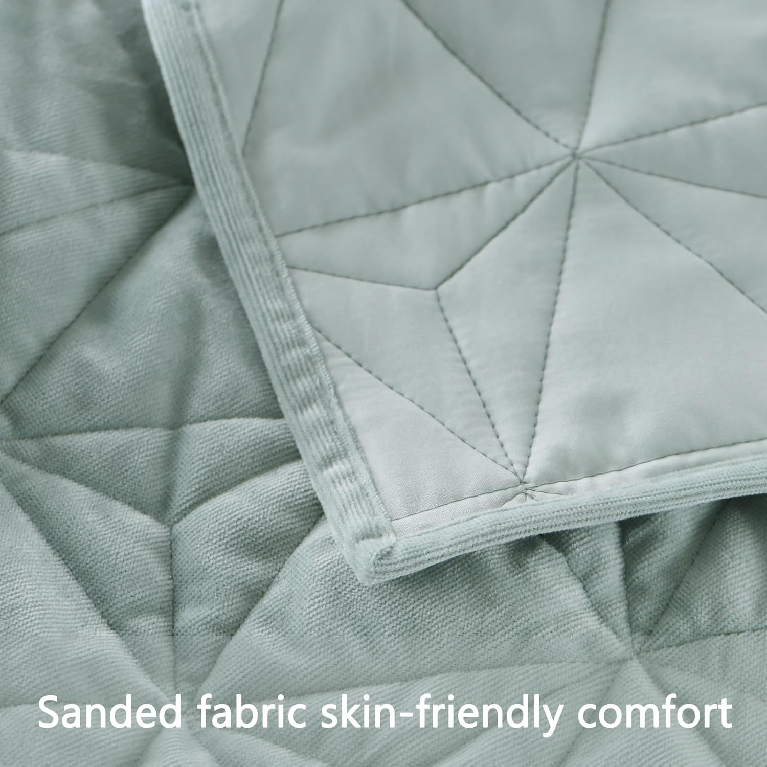 KASENTEX Velvet Oversized Cal King Quilt Set Mint Green
