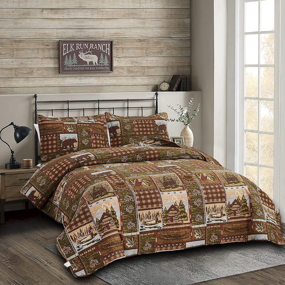 Ycosy Moose Bear Quilt Set Twin Size 1