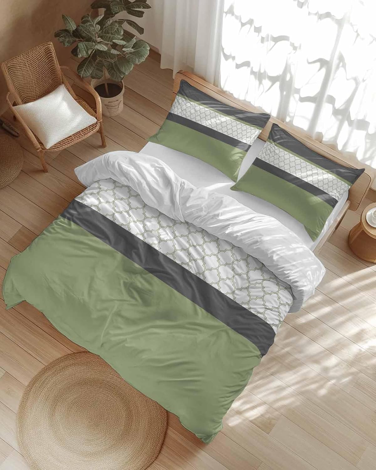 ZOE GARDEN Sage Green Duvet Cover Set 3 Piece