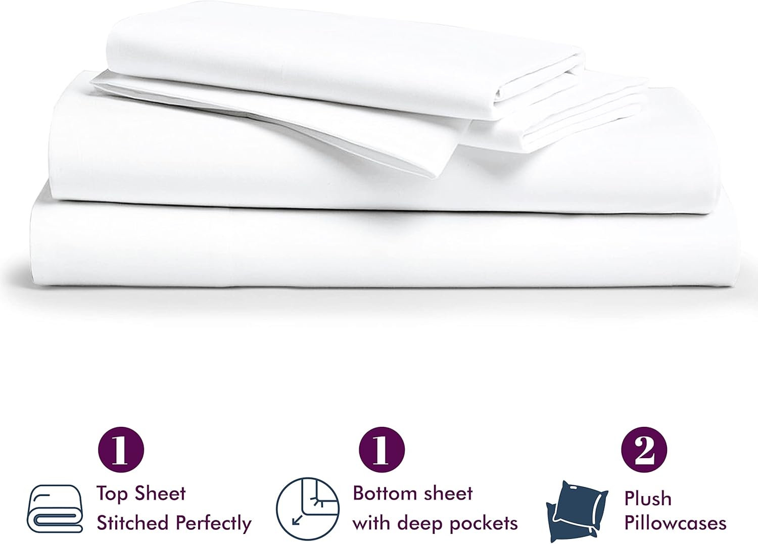 XOOX Linen California King Sheets Set - 4 PC 100 Cotton 500 TC