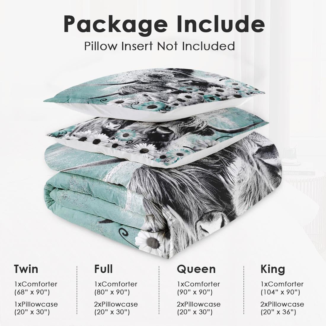 WeCozy King Size Comforter Set with 2 Pillowcases