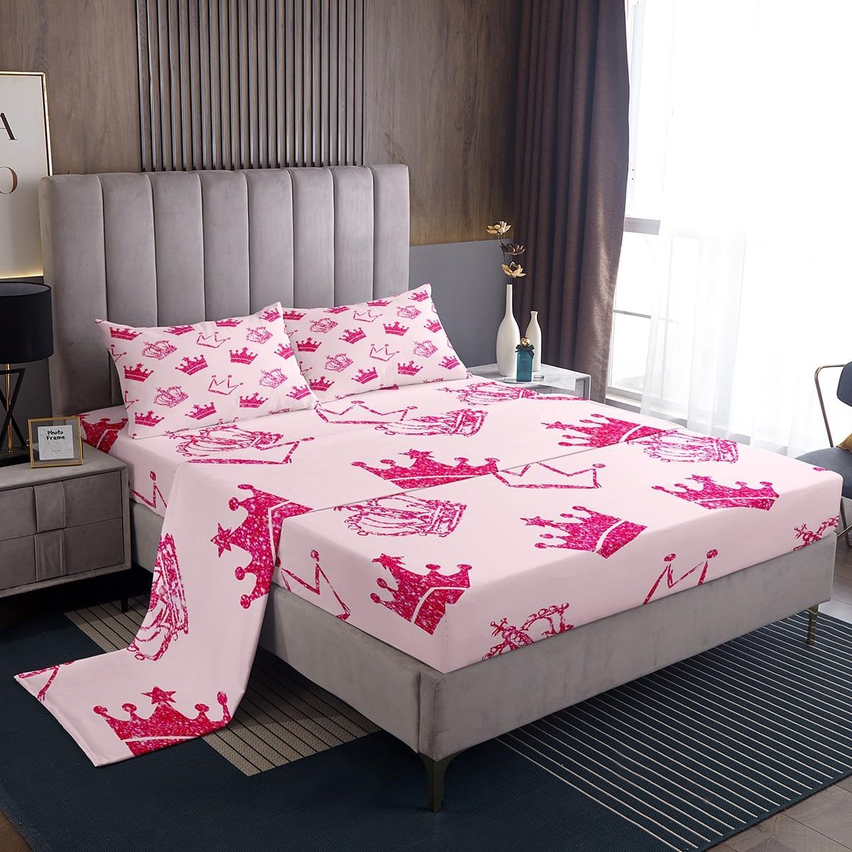 Castle Fairy Cartoon Crown Graffiti Bed Sheet Set for Kids