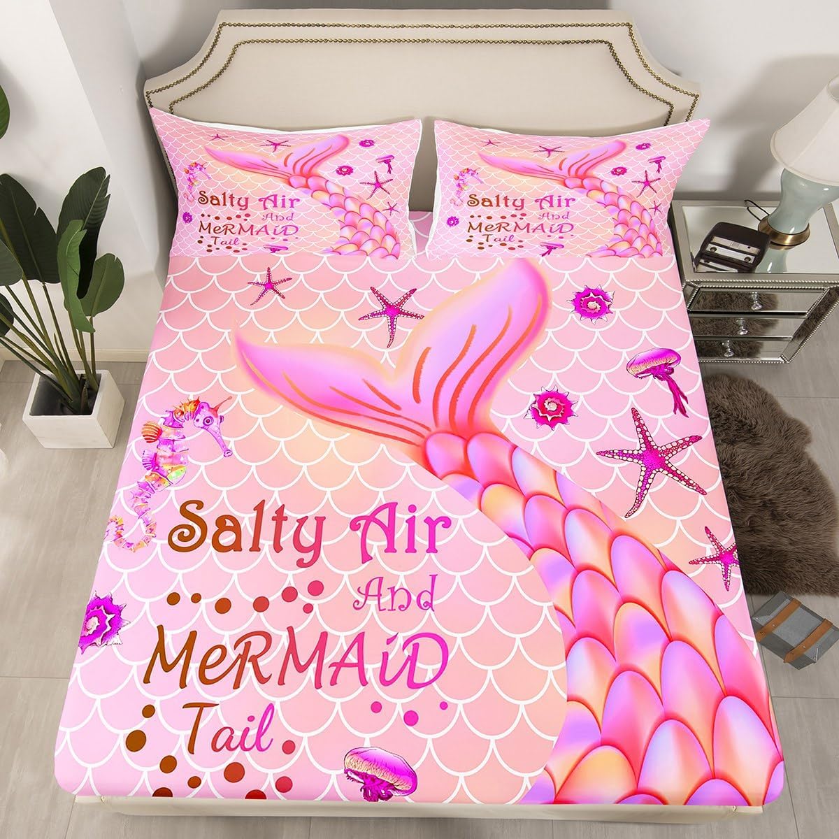 Pink Mermaid Sheet Set King Size Comfortable