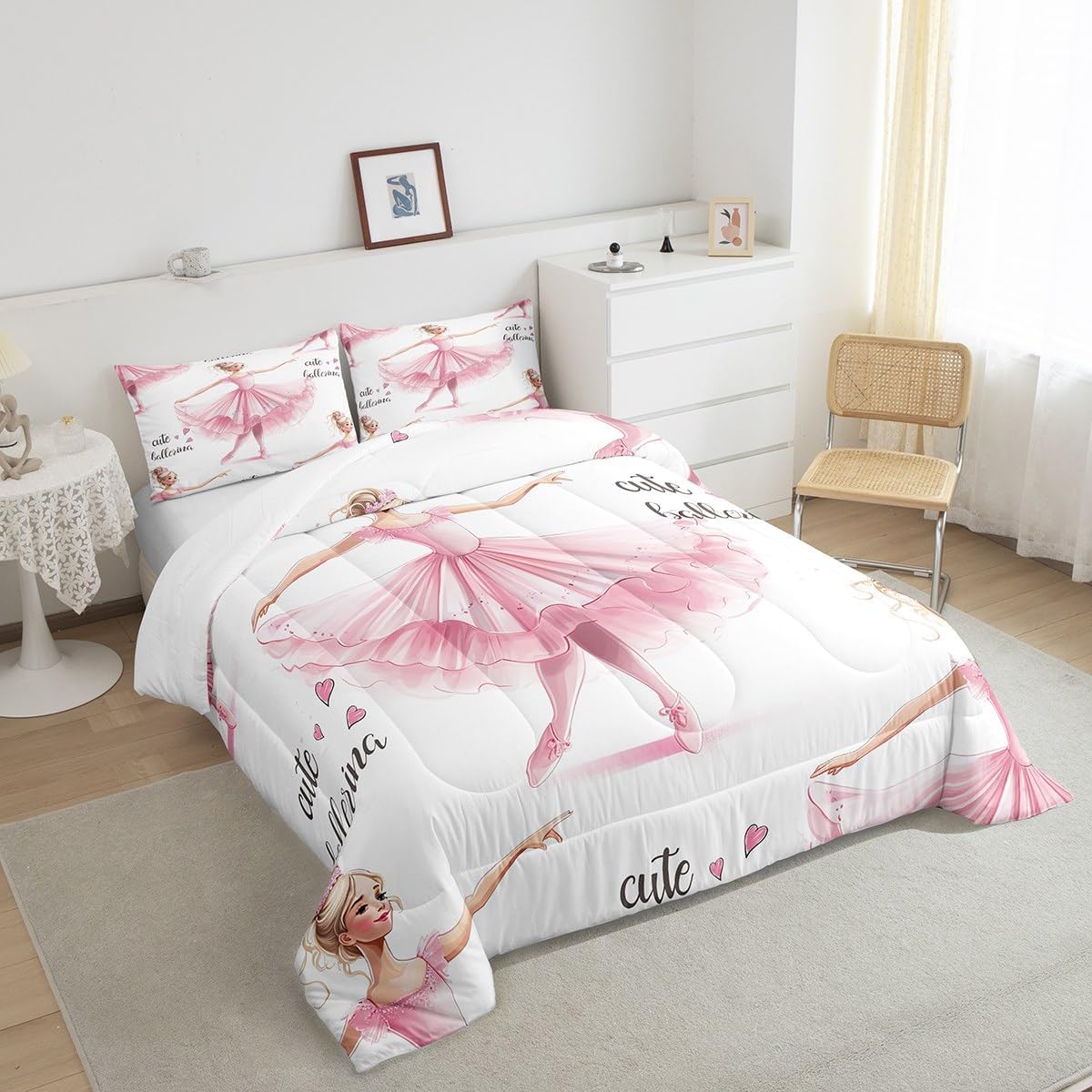 Erosebridal Cute Kawaii Princess Comforter Set 3 Piece