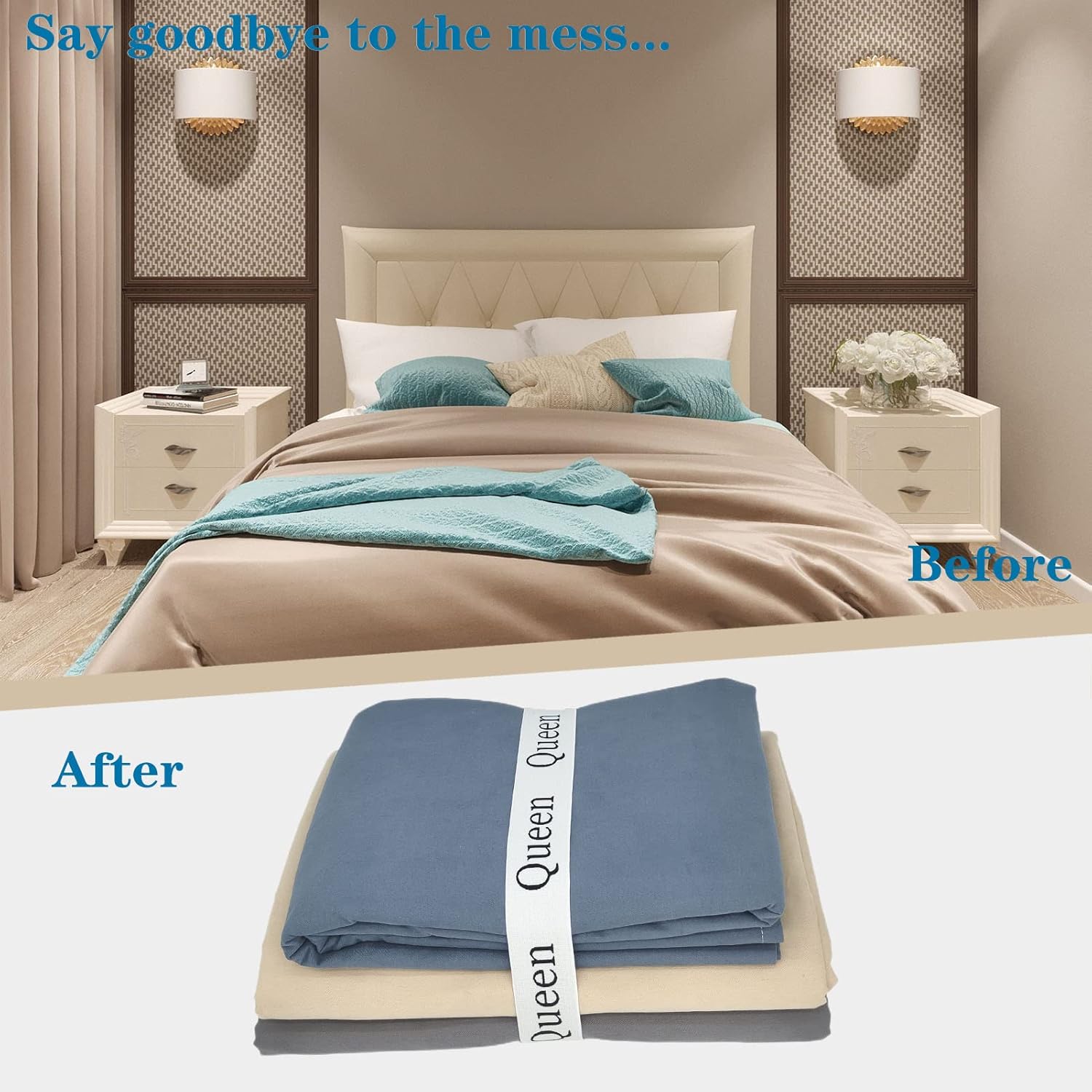 24 Piece Bed Sheet Organizer Bands with Labels