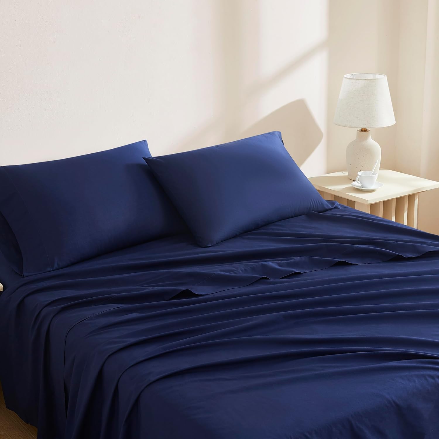 Linen Closet Luxury Cotton 3-Piece Sheet Set Twin Navy 1