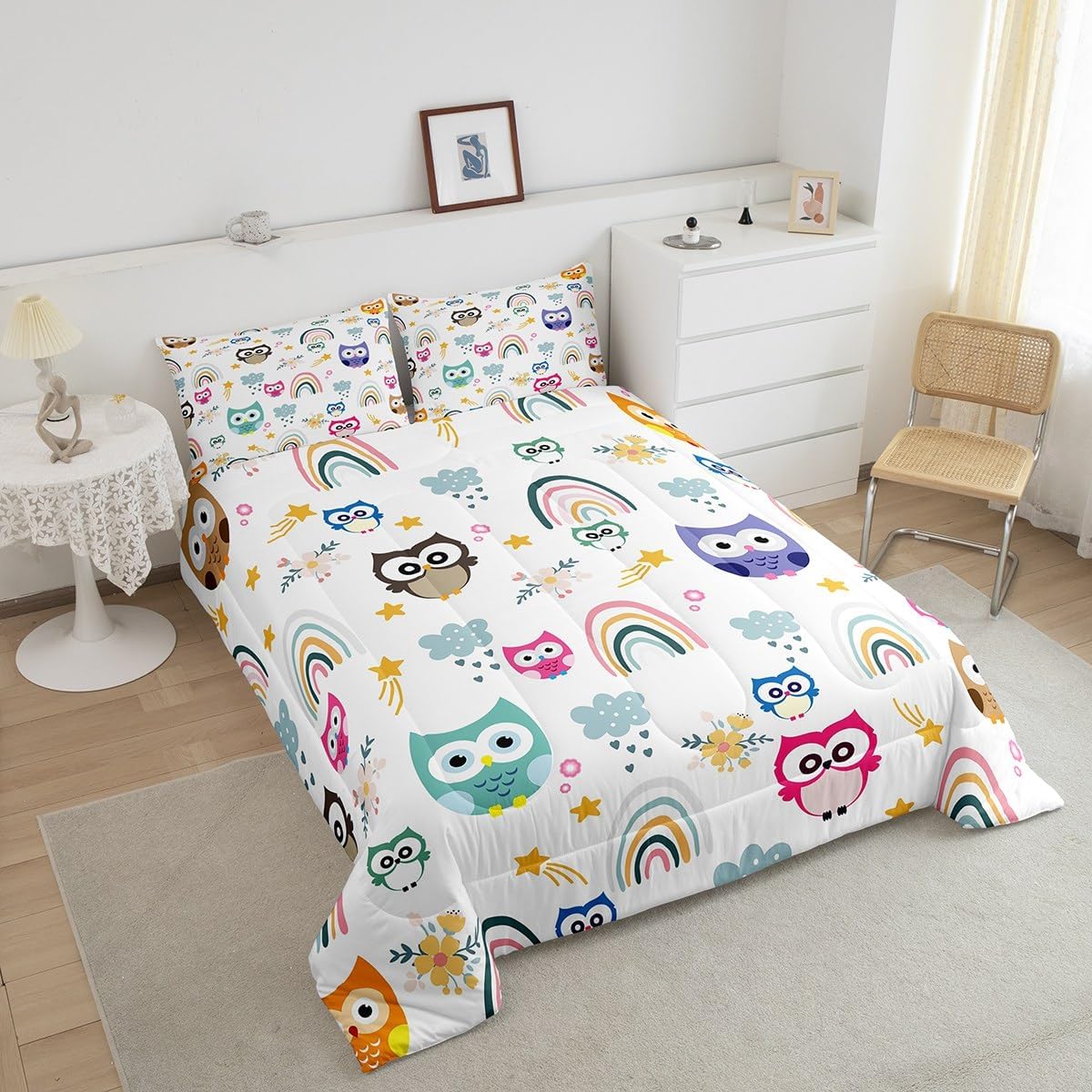 Feelyou Owl Comforter Set for Kids Full Size