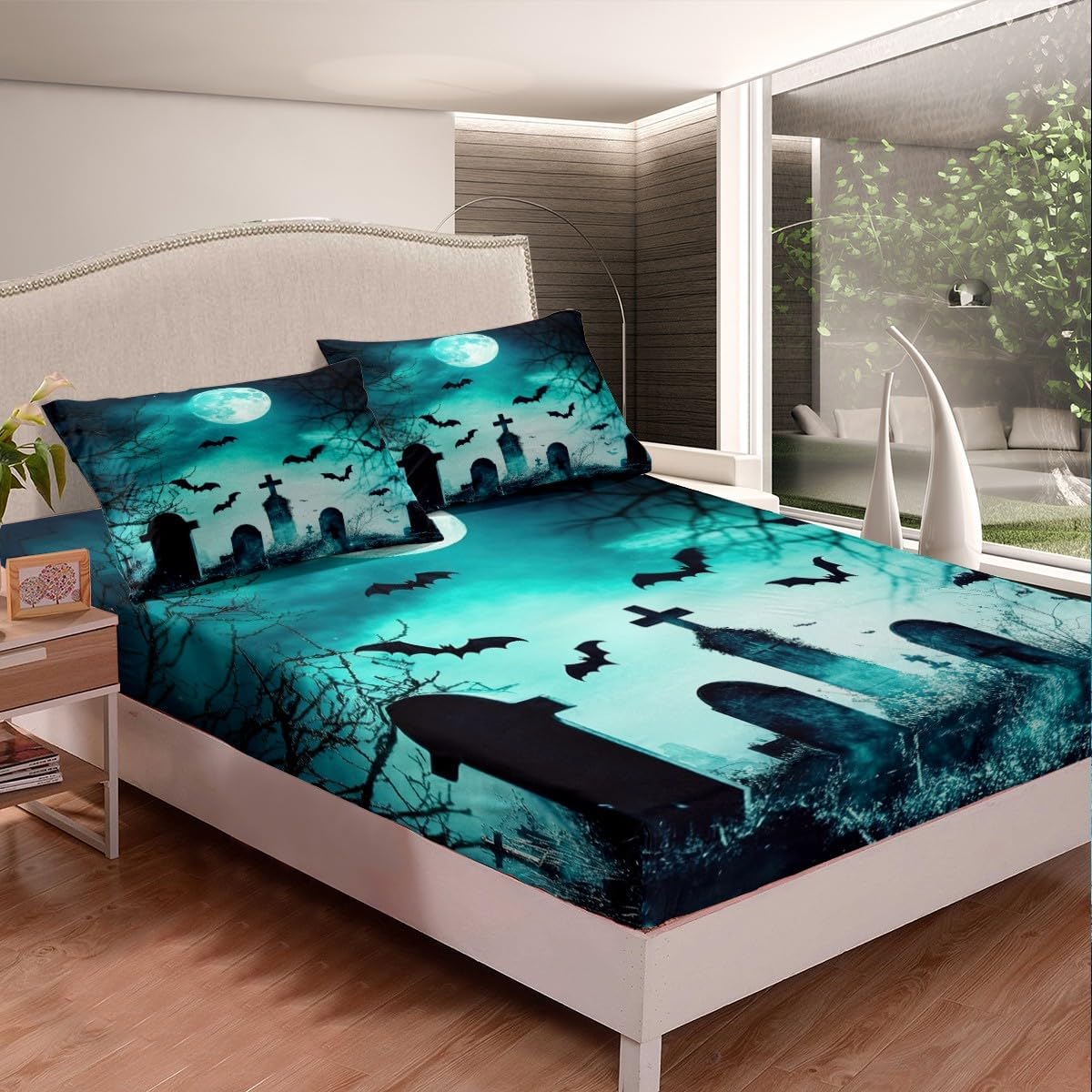 Feelyou Galaxy Moon Bed Sheet Set Queen Size