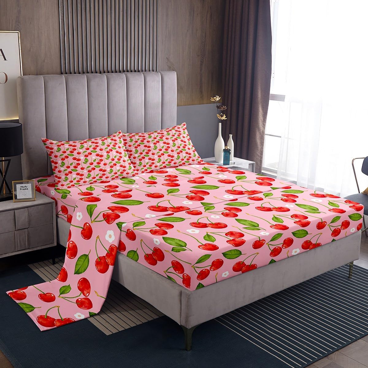 Jejeloiu Cherry Sheet Set King Size