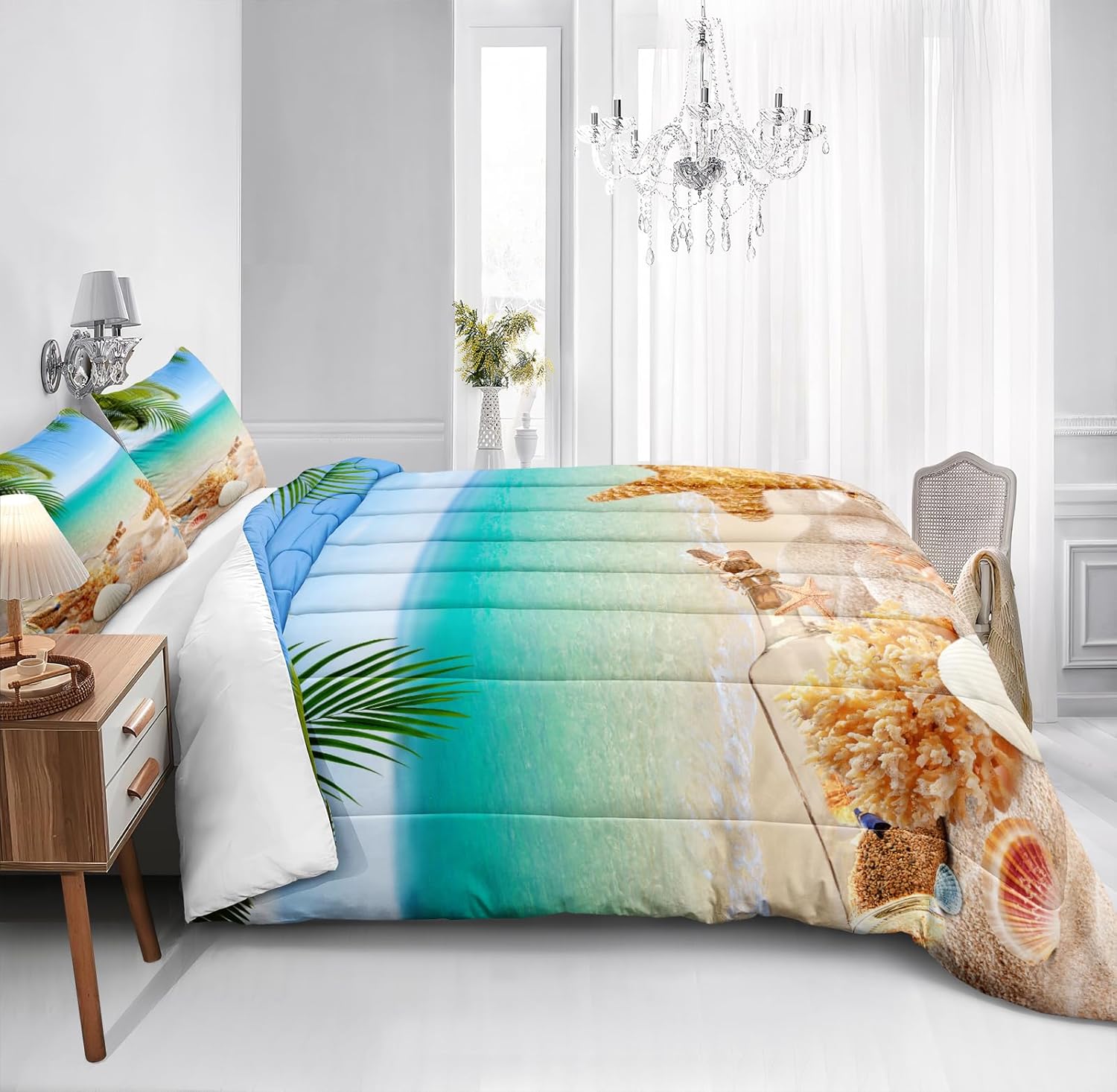 MOVE OVER 4 Piece King Size Beachy Comforter Set