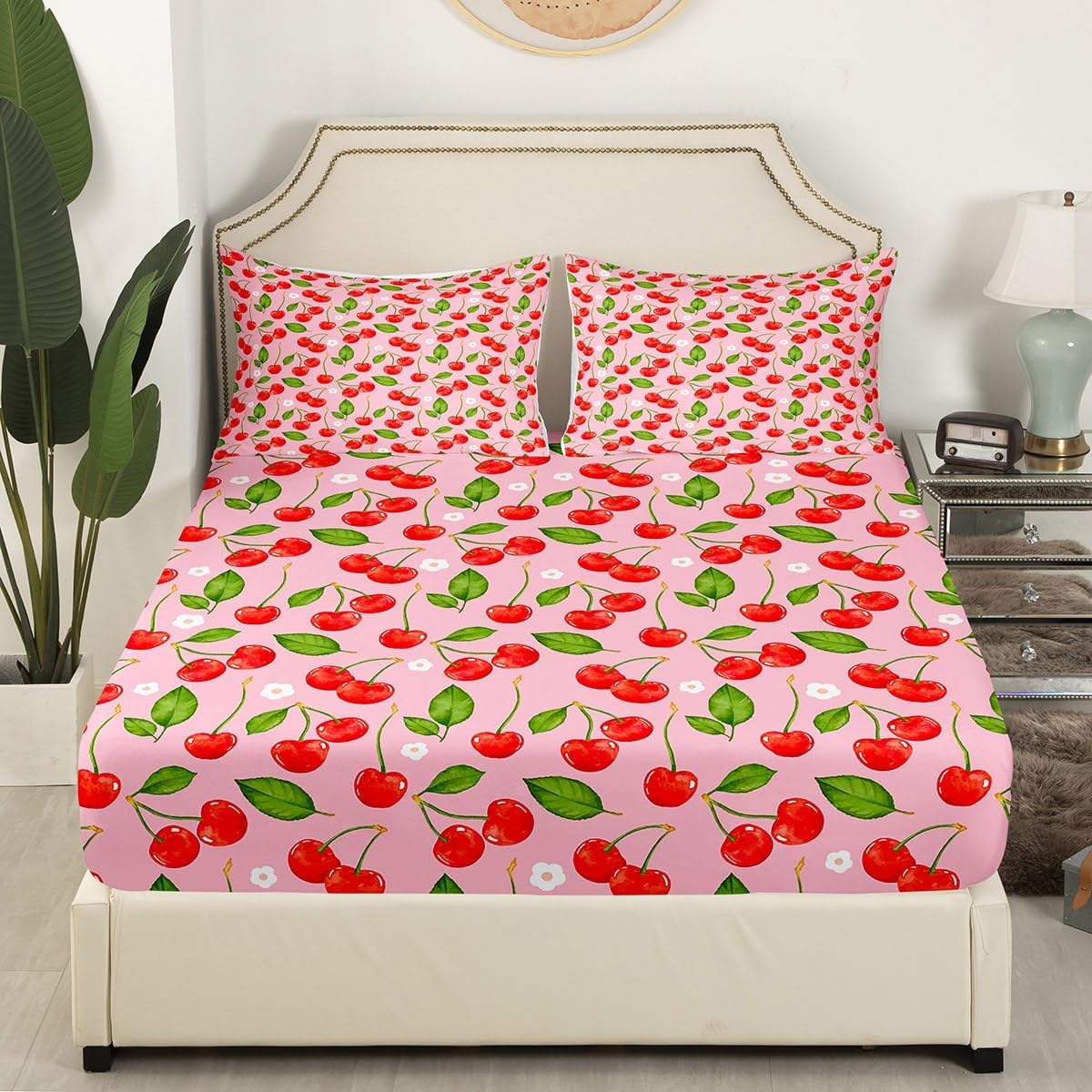 Jejeloiu Cherry Sheet Set King Size