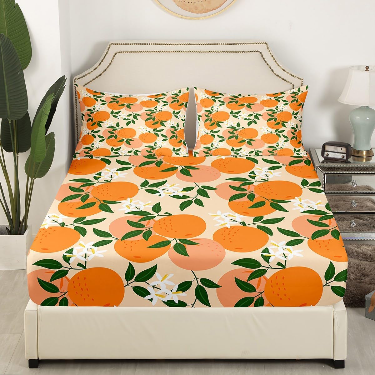 Feelyou Cartoon Orange Bedding Set for Kids 4pcs