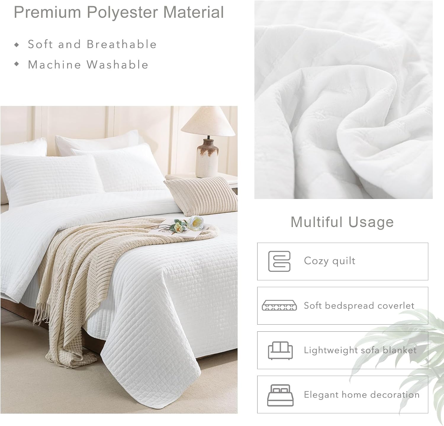 Masaca Oversized King Bedspread Set 3 Pieces